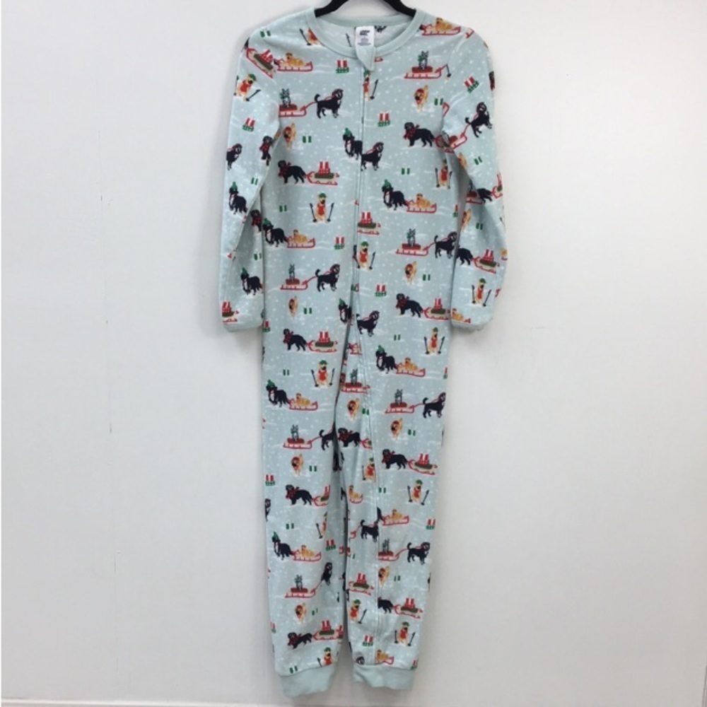 Lands End Kids Long Sleeve Fleece Winter Onesie Sleep Pjs Size 12 GREAT Used